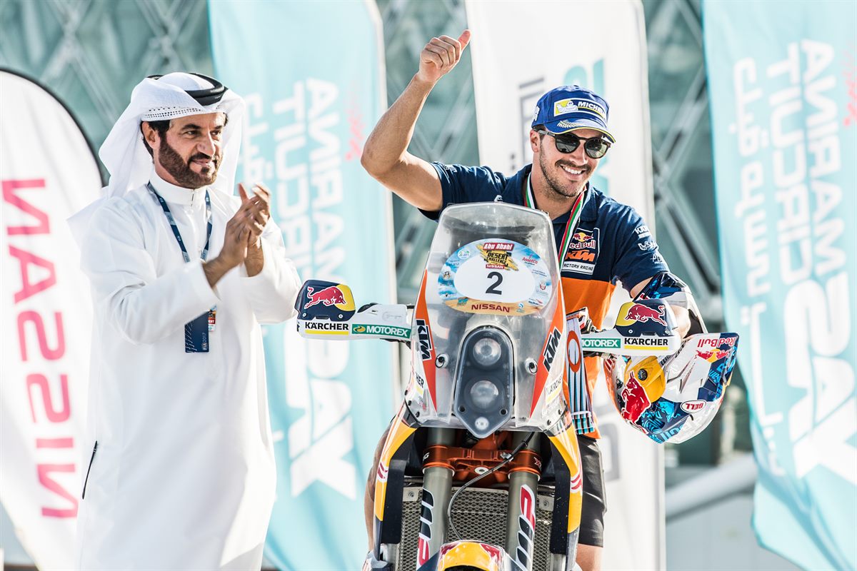 Sam Sunderland KTM 450 RALLY Podium Abu Dhabi 2017