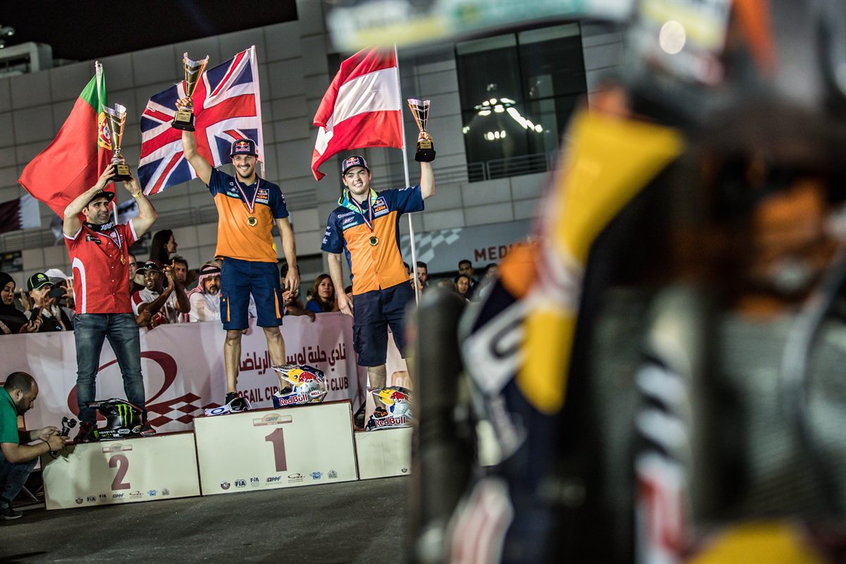Sam Sunderland & Matthias Walkner KTM 450 RALLY Podium Qatar 2017