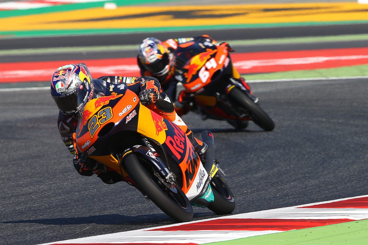 Niccolo Antonelli & Bo Bendsneyder KTM RC250 GP Circuit de Barcelona-Catalunya 2017