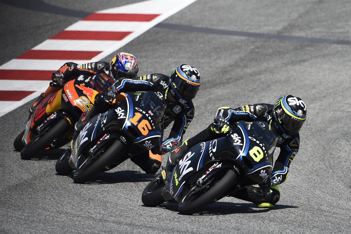 Nicolo Bulega, Andrea Migno & Niccolo Bulega KTM RC250 GP Circuit de Barcelona-Catalunya 2017
