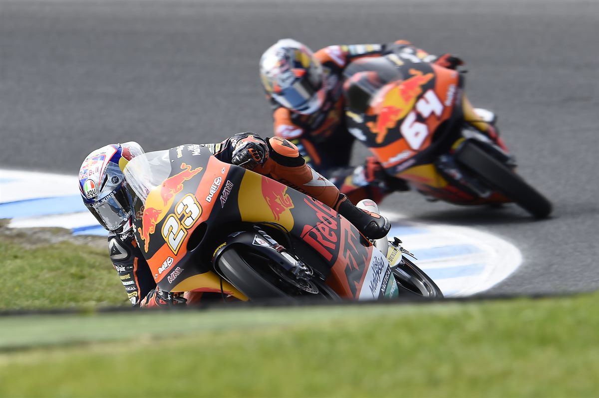 Niccolo Antonelli & Bo Bendsneyder KTM RC250 GP Phillip Island 2017