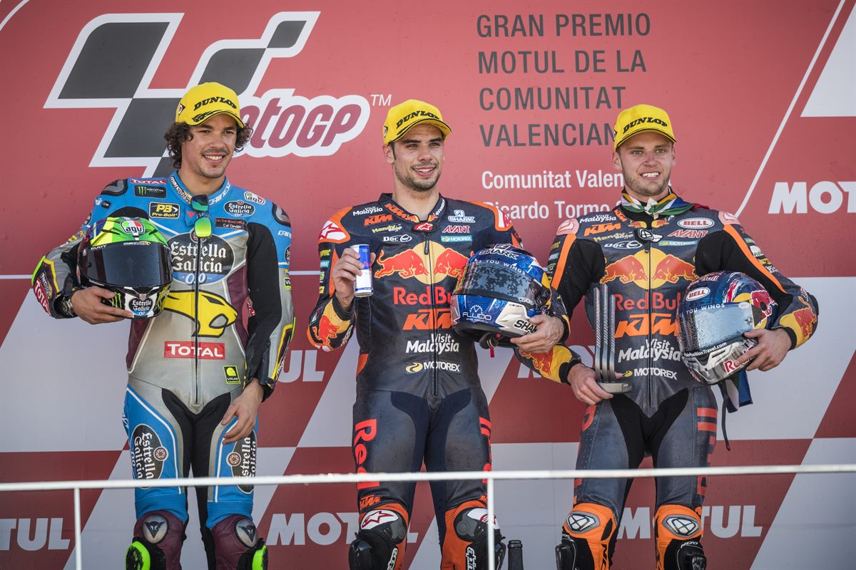 Miguel Oliveira & Brad Binder Podium Comunitat Valenciana Ricardo Tormo 2017
