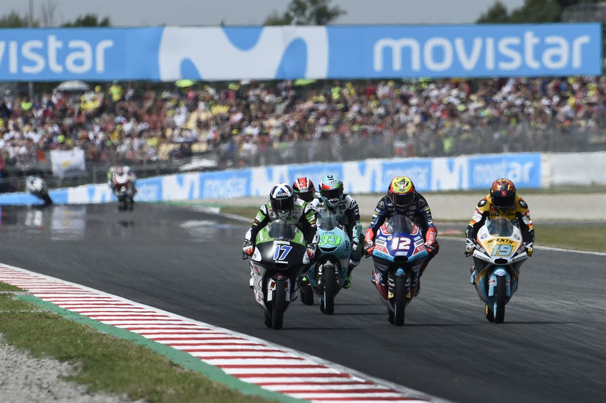 John McPhee, Marco Bezzecchi & Gabriel Rodrigo KTM RC250 GP Circuit de Barcelona-Catalunya 2018