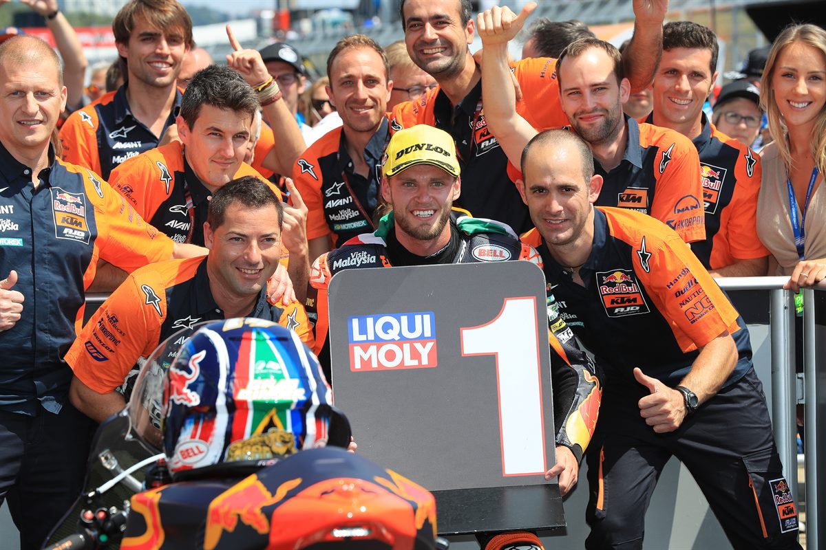 Brad Binder & Team KTM Moto2 Parc Ferme Sachsenring 2018