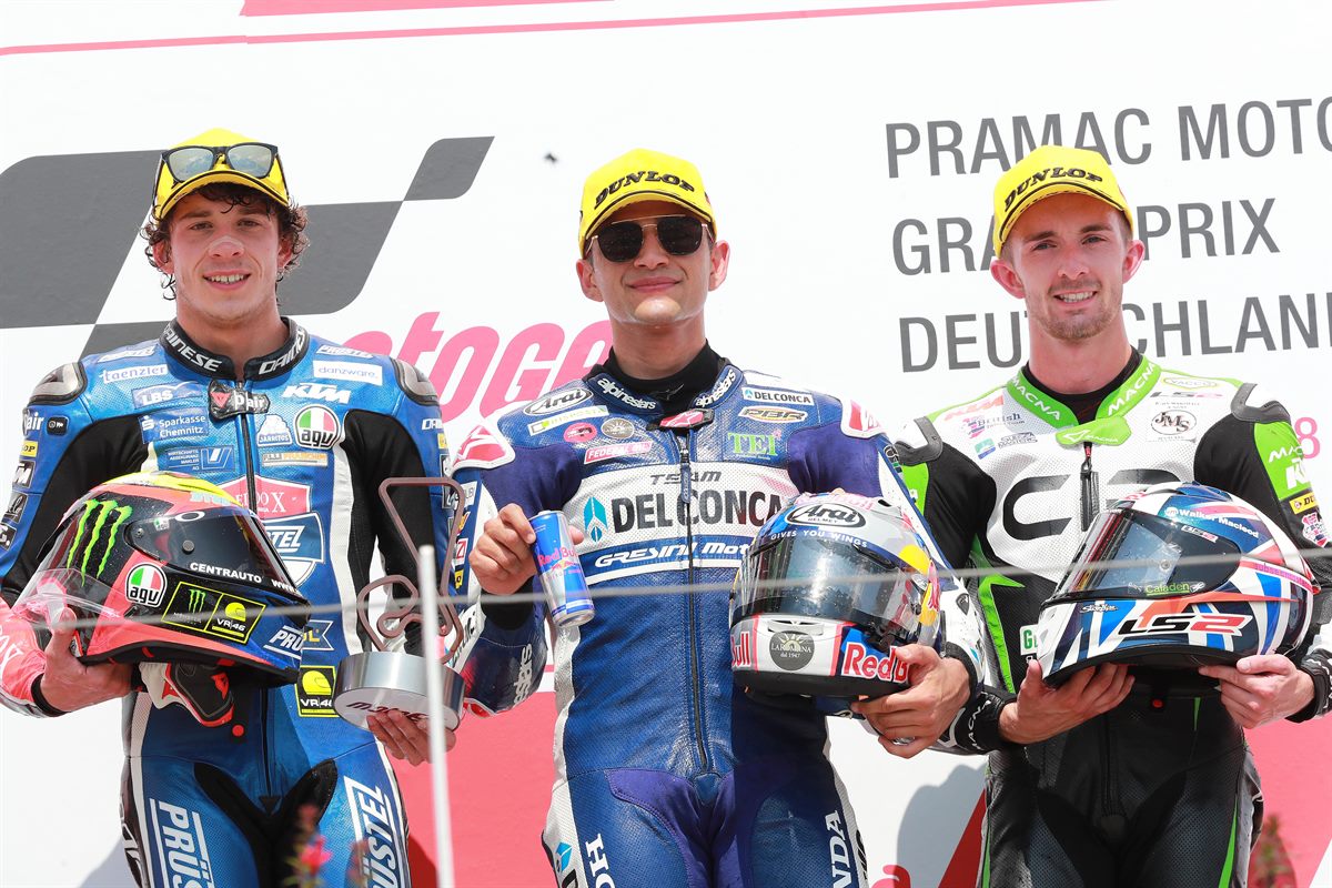 Marco Bezzecchi & John McPhee Podium Sachsenring 2018