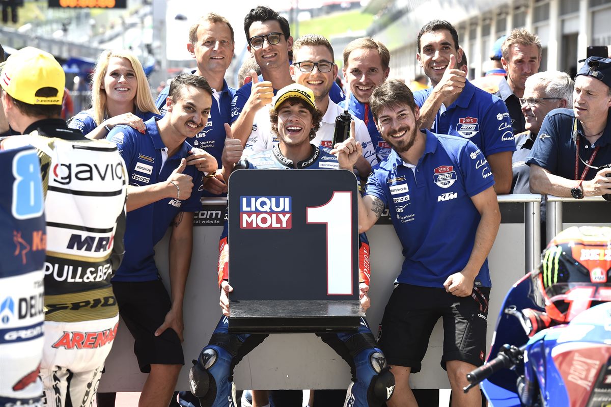 Marco Bezzecchi & Team KTM RC250 GP Parc Ferme Red Bull Ring, Spielberg 2018