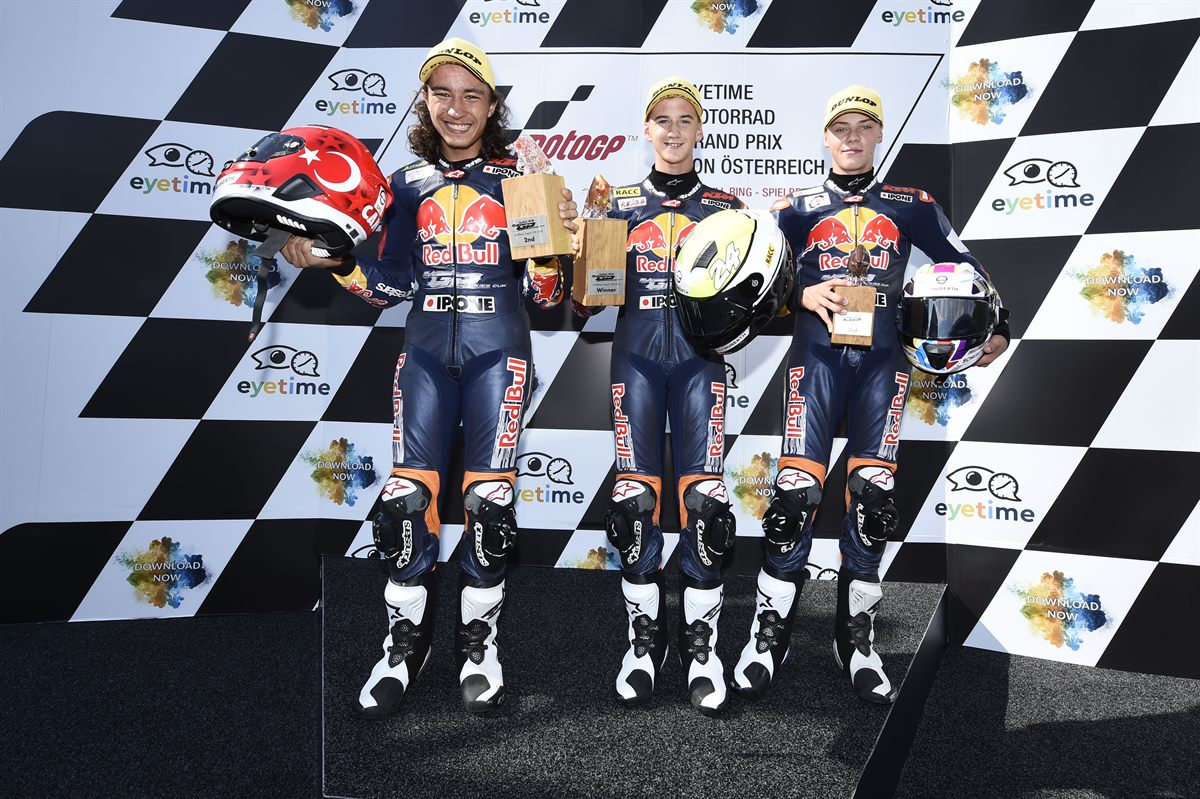 Can Öncü, Xavier Artigas & Filip Salač Podium Red Bull Ring, Spielberg 2018 