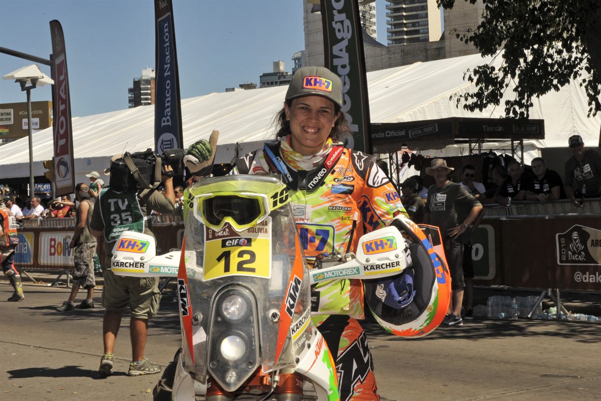 Laia Sanz KTM 450 RALLY Podium Dakar 2016