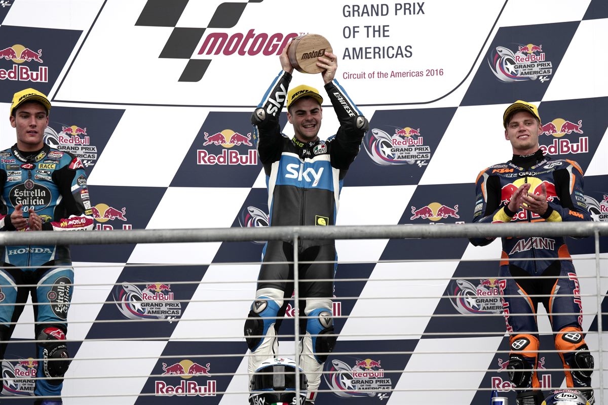 Romano Fenati & Brad Binder Podium Circuit Of The Americas 2016