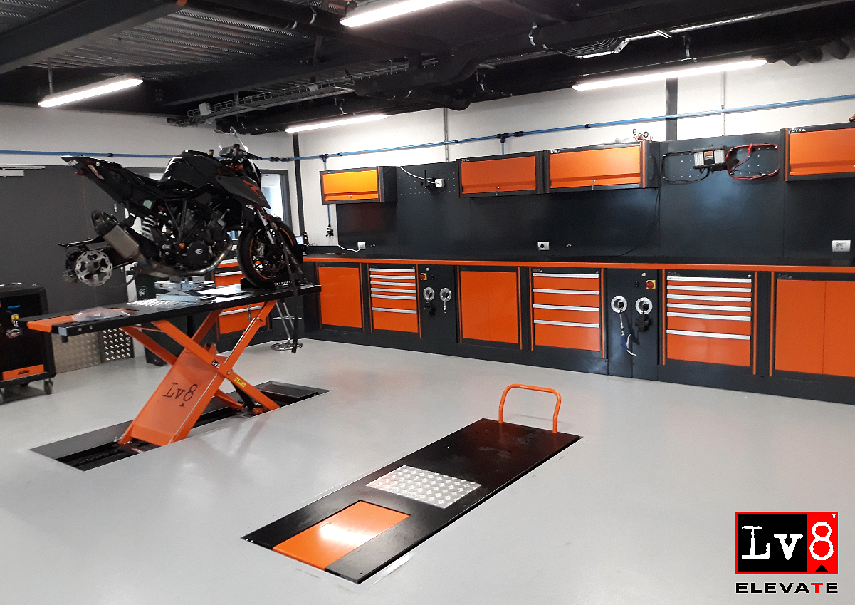 KTM-workshop-dealership-motorcycle-scissor-lift-paddock-stand-garage-equipment