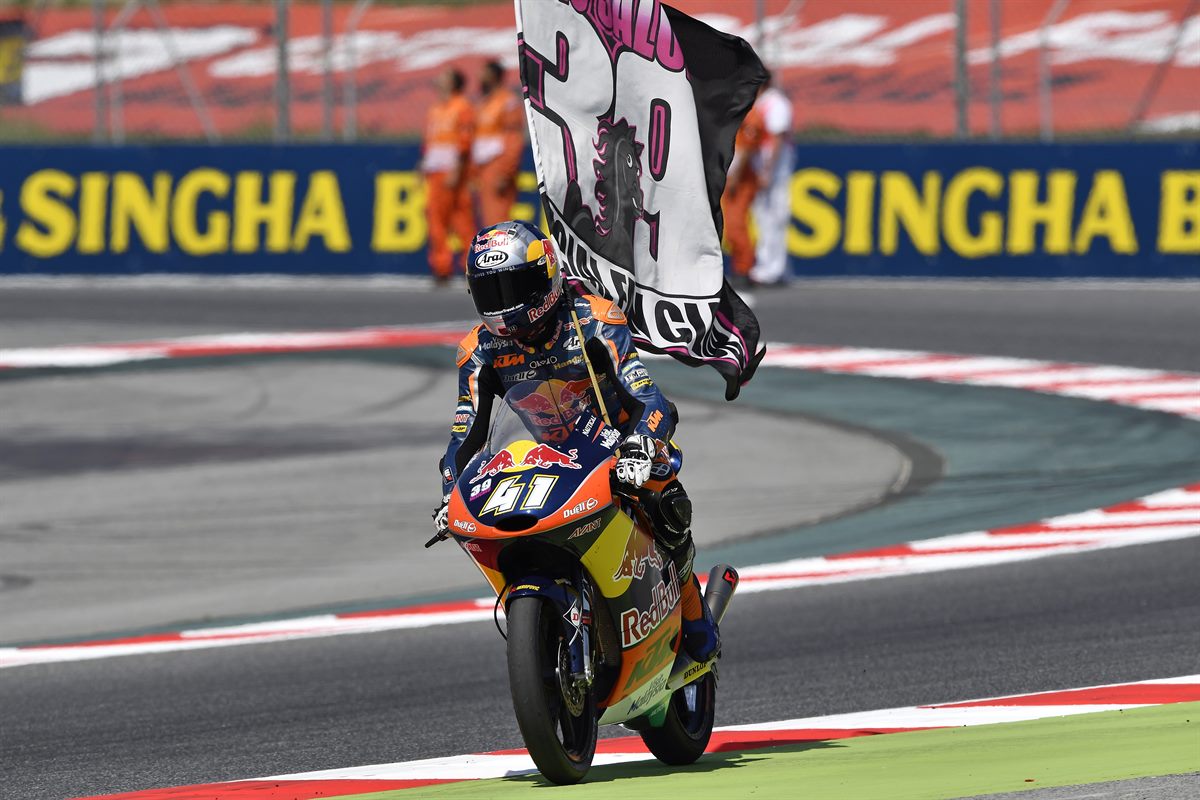 Brad Binder & Luis Salom Flag KTM RC250 GP Barcelona 2016
