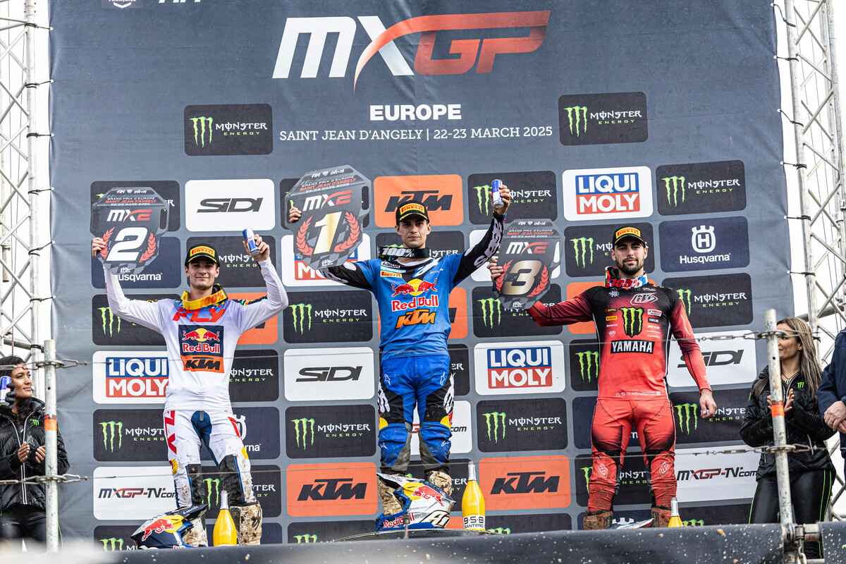 Red Bull KTM Factory Racing 2025 MXGP St Jean DAngely MX2 podium